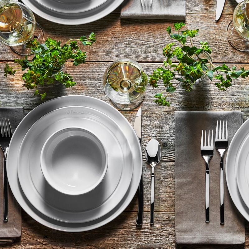 Staub 12-Piece White Stoneware Dinnerware Set - Image 2