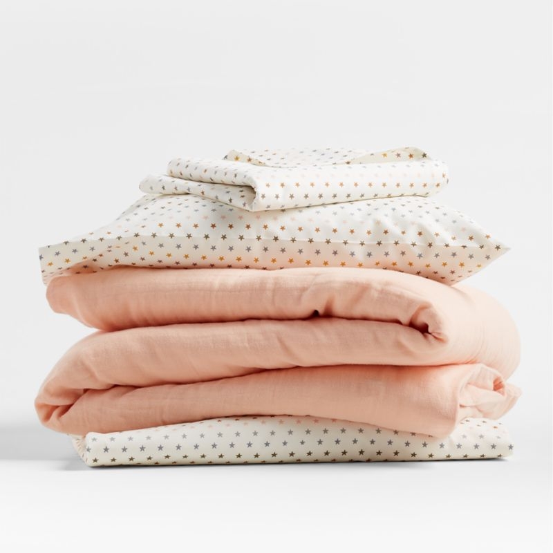 Supersoft Elegant Pink Organic Cotton Gauze Toddler Duvet Cover - Image 1