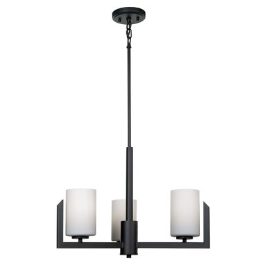Artemio 3 Light Black Chandelier With Frosted Glass Shades - Image 0