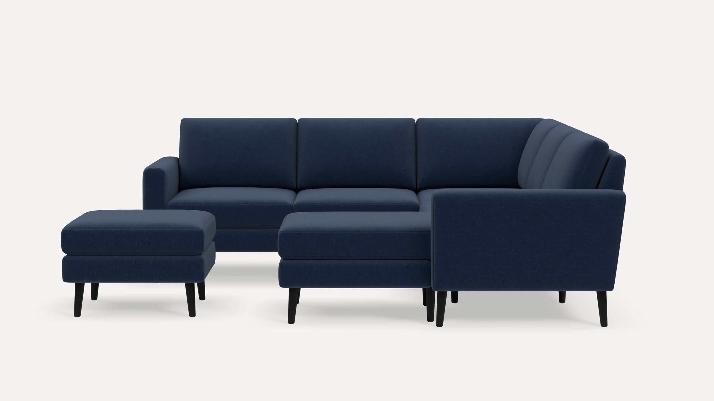 Nomad 5-Seat Corner Sectional with Chaise and Ottoman - Navy Blue - Performance Flatweave / Ebony - Wood / Block - Image 0