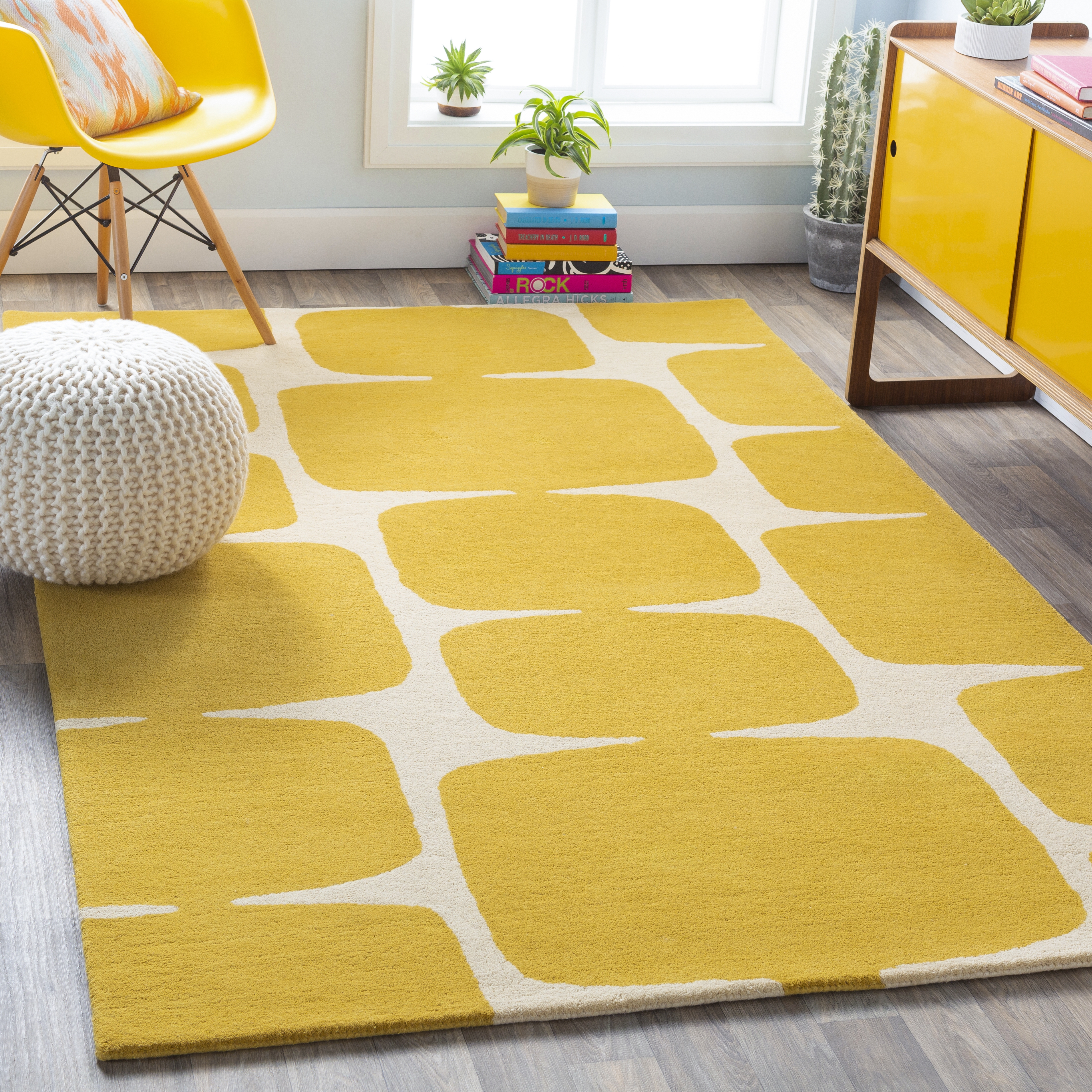 Scion Yellow Indoor 3'3" x 5'3" Handmade Rug - Image 1