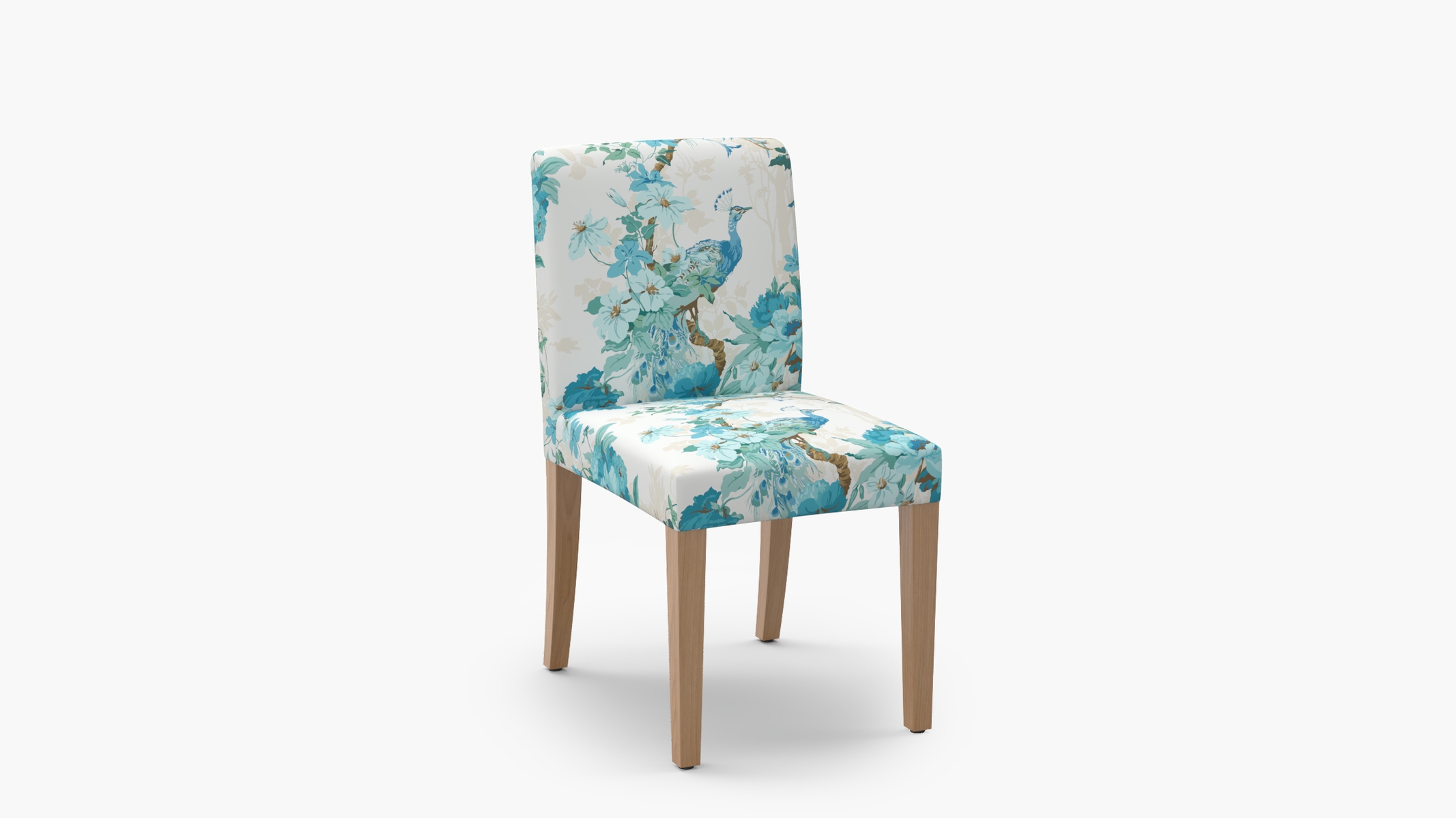 Signature Dining Chair, Turquoise Peacock Park, Natural Square Tapered Leg - Image 1
