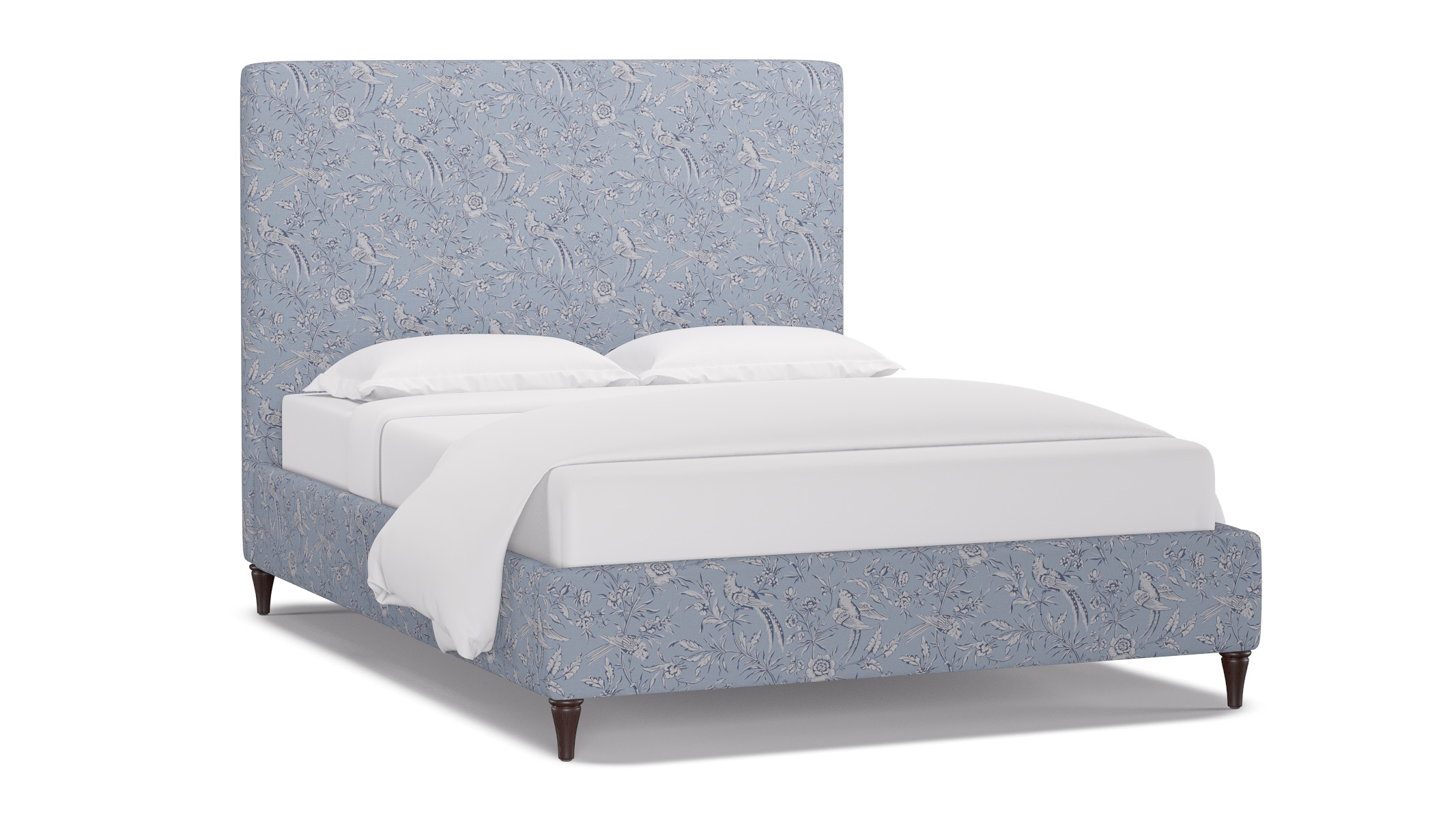 Classic Bed, Blue Aviary, Espresso Decorative Tapered Leg, Twin - Image 1