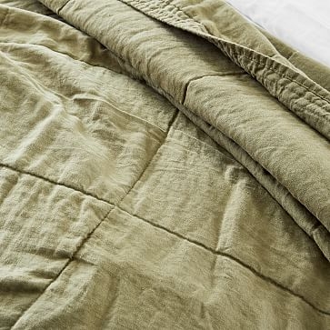 Belgian Linen Blanket, Camo Olive, Full/Queen - Image 1