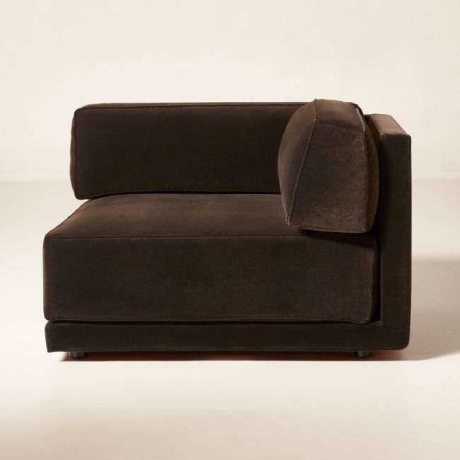 Oriole Dark Brown Performance Velvet Corner Chair - Image 0