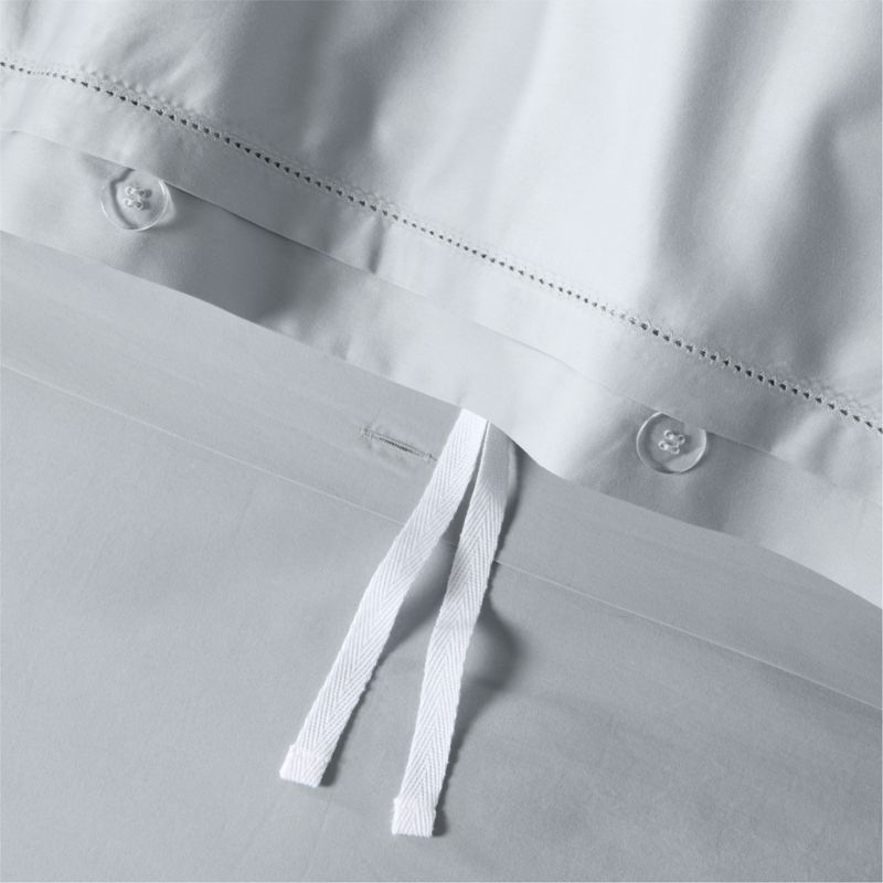 Serene Washed Organic Cotton Sateen Light Mist Blue King Duvet Cover - Image 1