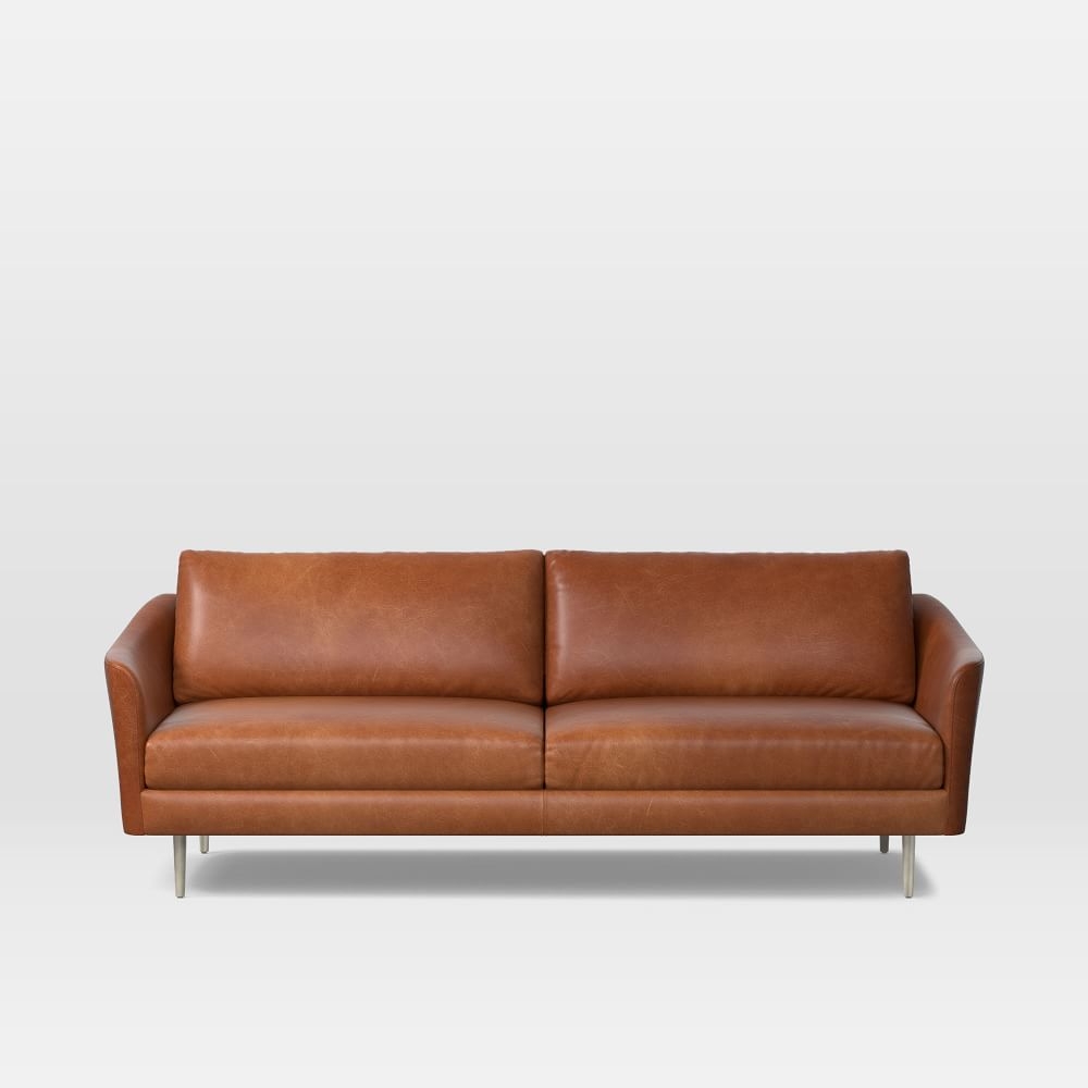 Sloane 86" Sofa, Saddle Leather, Nut, Light Bronze - Image 0