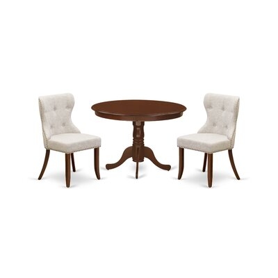 Felsenthal Dining Set Of 4 Dining Chairs Using Linen Fabric Doeskin Color And A Dining Table - Image 0