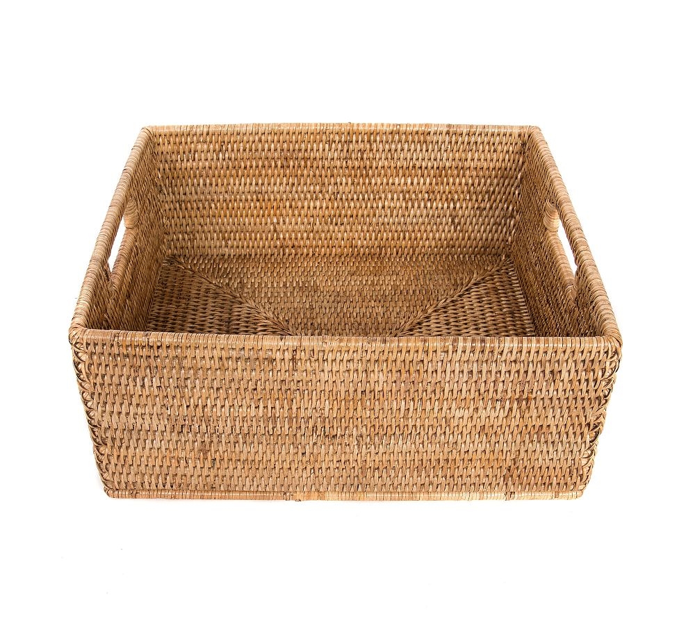 Tava Handwoven Rattan Rectangular Storage Basket, Medium, Natural - Image 0