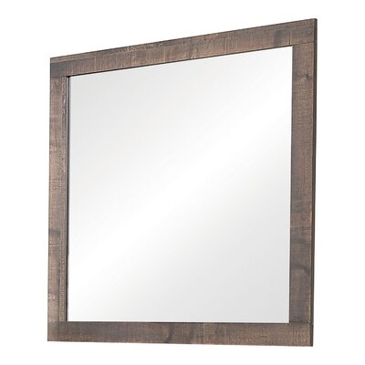 Mirror With Rectangular Wooden Frame And Weathered Look, Brown - Image 0