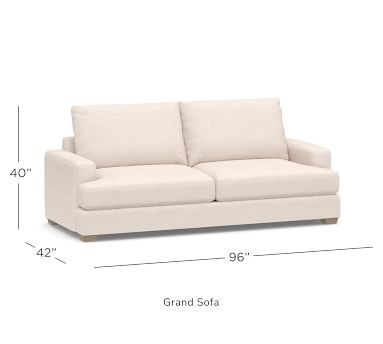 Canyon Square Arm Upholstered Grand Sofa 96", Down Blend Wrapped Cushions, Park Weave Ivory - Image 5