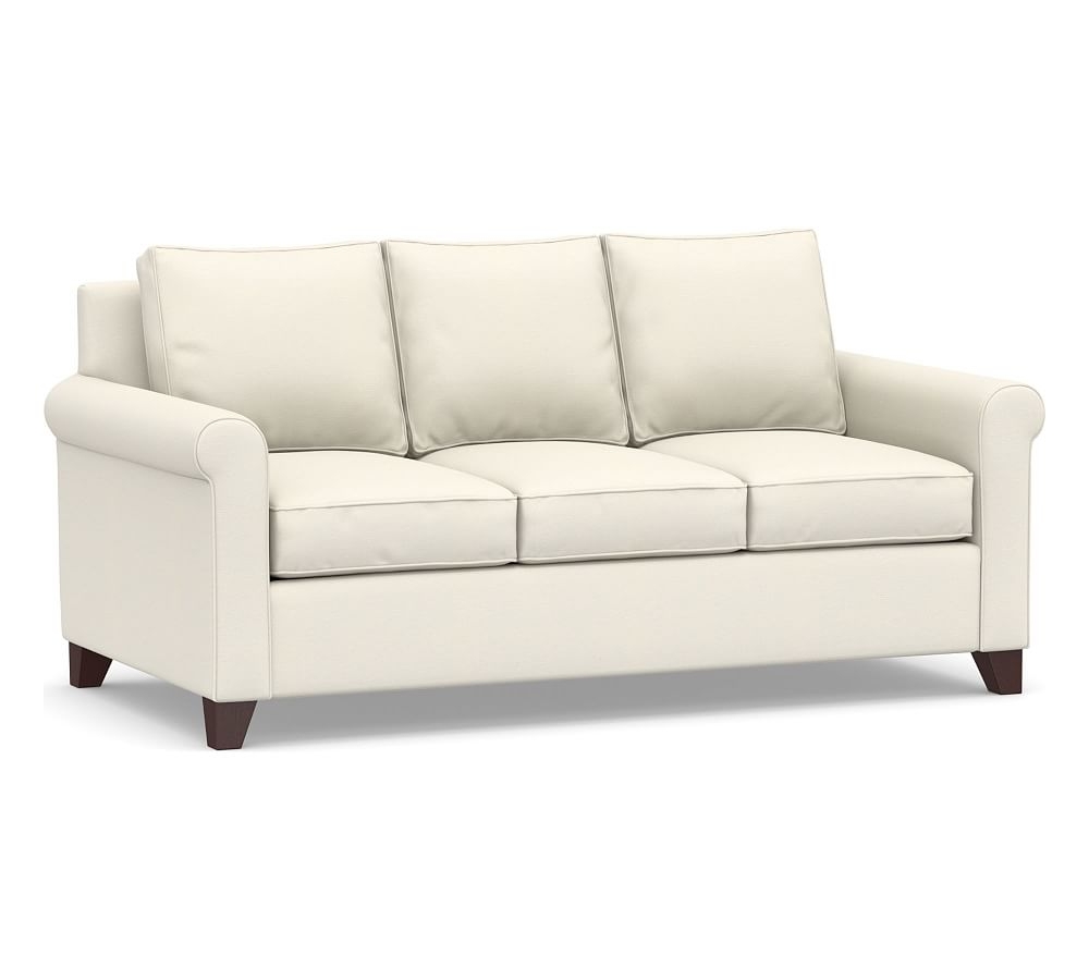 Cameron Roll Arm Upholstered Deluxe Sleeper Sofa, Polyester Wrapped Cushions, Textured Twill Ivory - Image 0