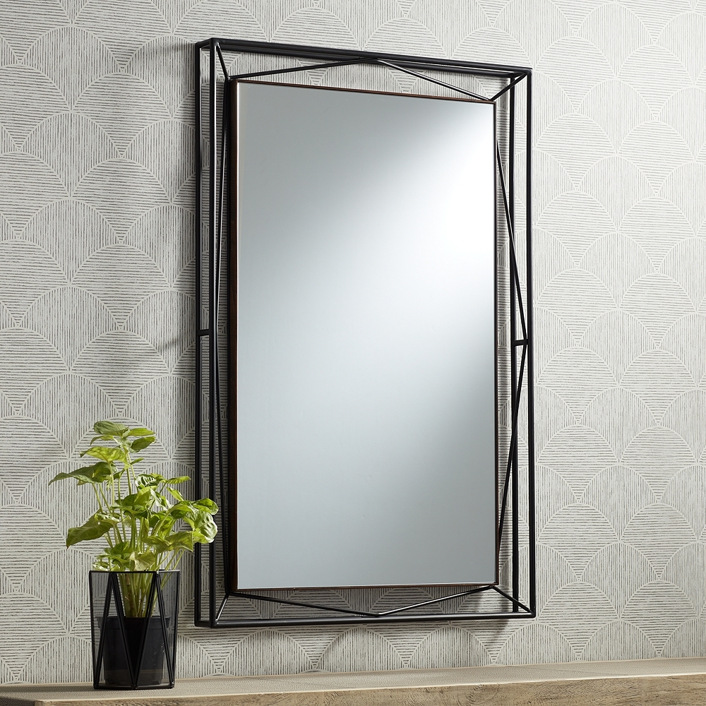 Uttermost Nabi Satin Black 24" x 36" Rectangular Wall Mirror - Image 0