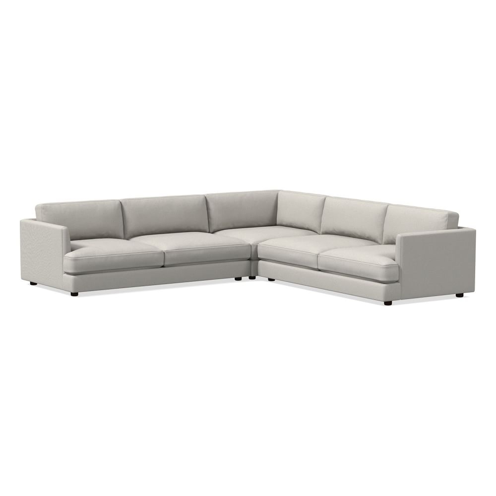 Haven 113" Multi Seat 3-Piece L-Shaped Sectional, Extra Deep Depth, Performance Yarn Dyed Linen Weave, Frost Gray - Image 0