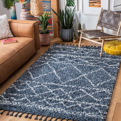 Pro Lux Shag 436 Area Rug In Blue / Ivory - Image 0