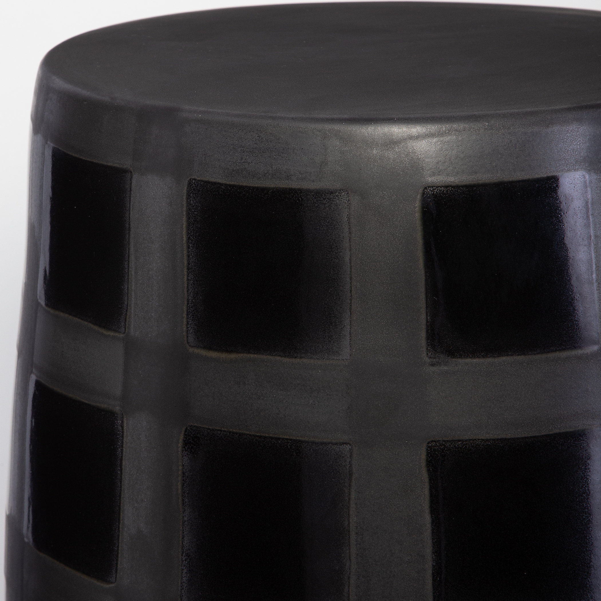 Patchwork Gridded Black Garden Stool - Image 3