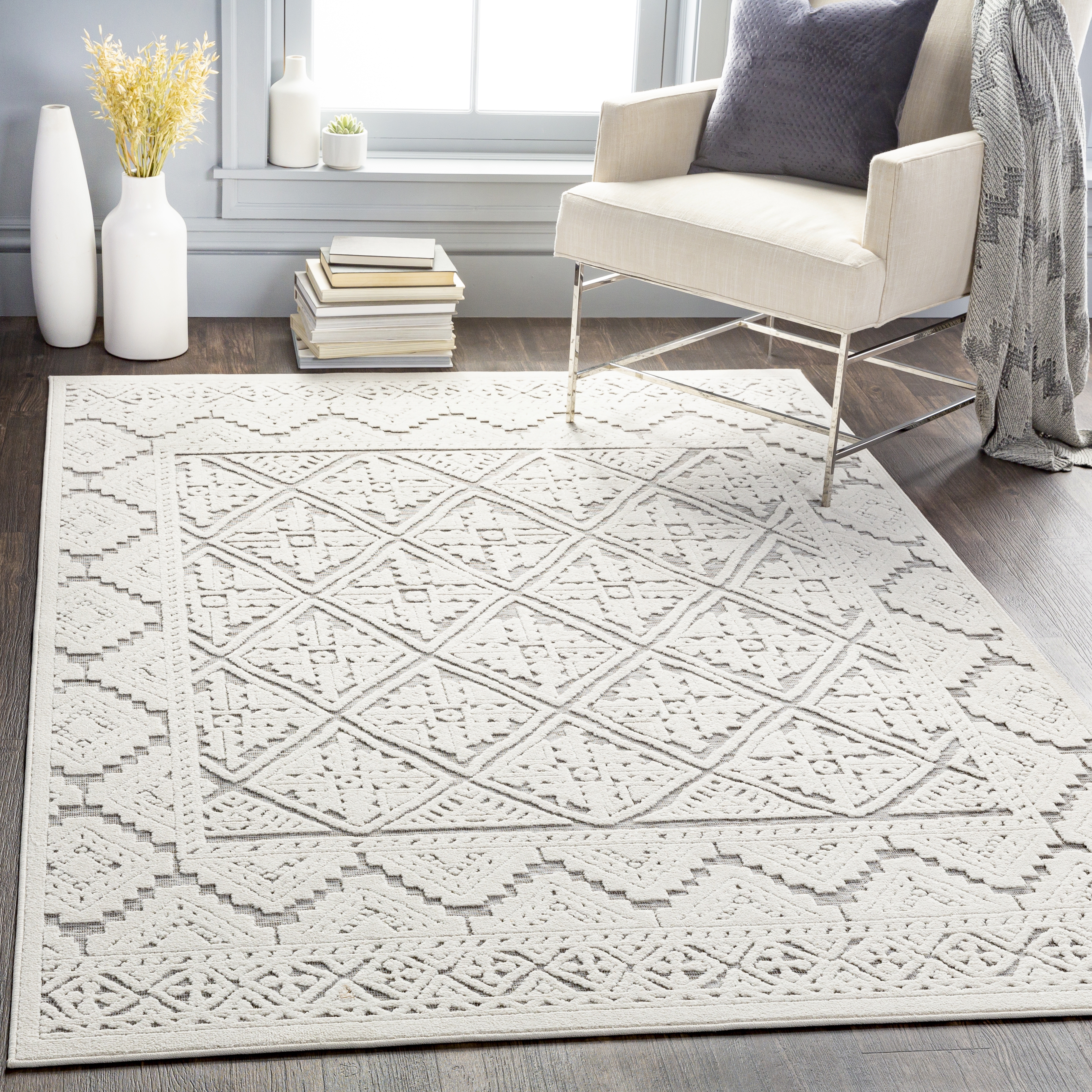 Greenwich White Outdoor 1'11" x 2'11" Machine Woven Rug - Image 1