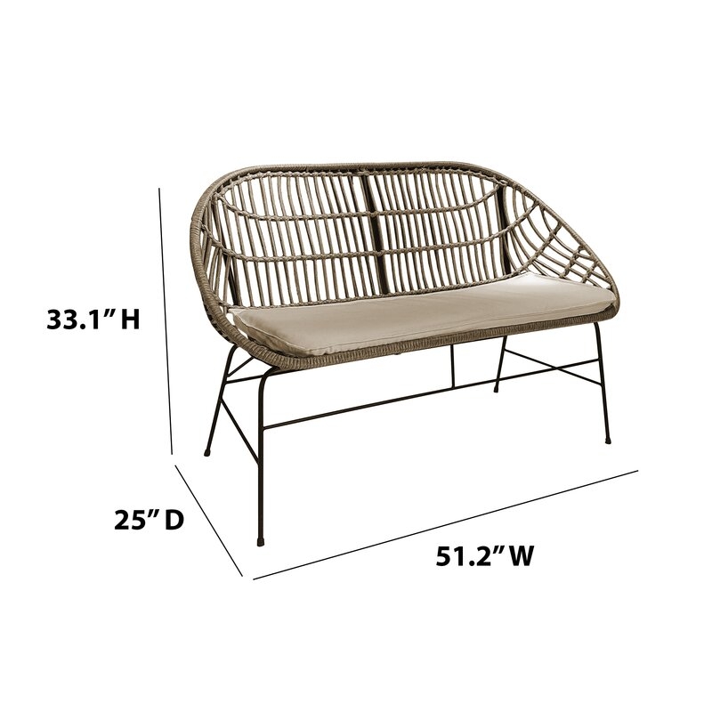 Delilah 51.2'' Wide Outdoor Loveseat with Cushions - Image 5