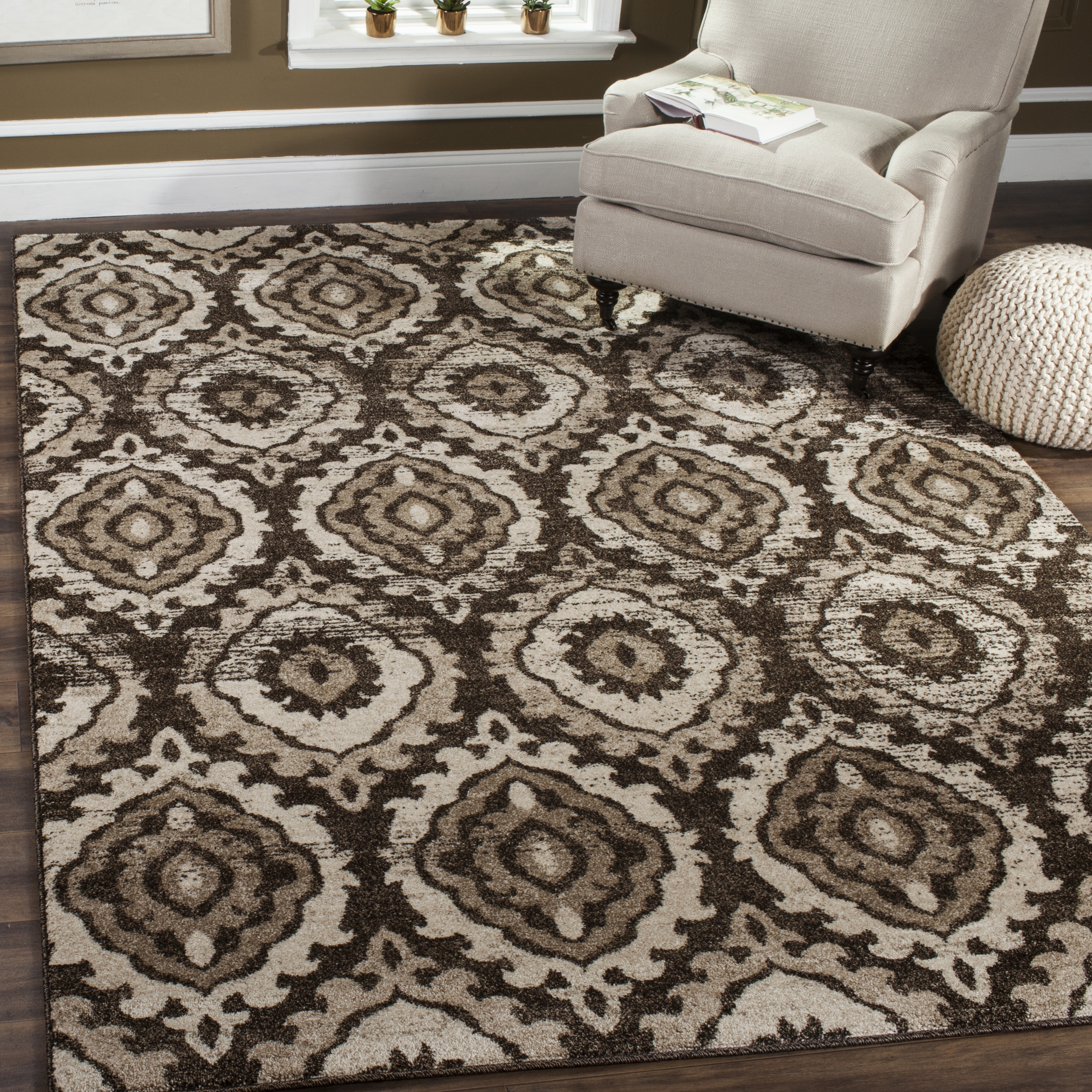 Arlo Home Woven Area Rug, TUN292B, Brown/Cream,  5' 1" X 7' 6" - Image 1