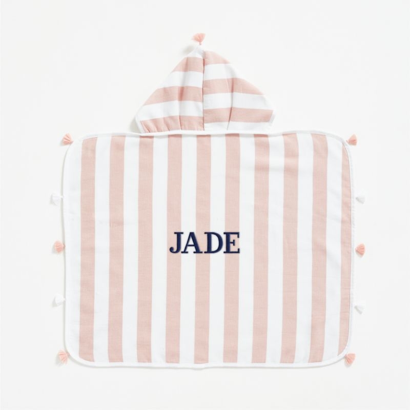 Pink Striped with Tassles Organic Baby Hooded Towel - Image 3
