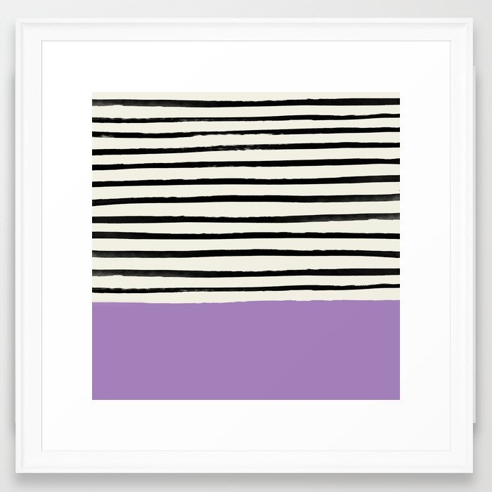 Lavender X Stripes Framed Art Print by Leah Flores - Scoop White - Medium(Gallery) 20" x 20"-22x22 - Image 0