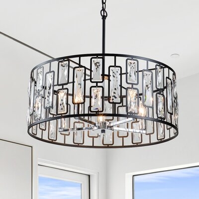 5-Light Candle Style Drum Chandelier With Crystal Accents - Image 1