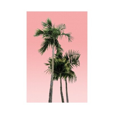 Palm Trees On Pink Wall by Amini54 - Gallery-Wrapped Canvas Giclée - Image 0