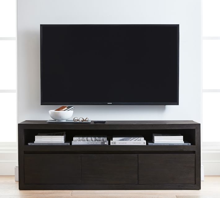 Folsom 66" Media Console with Drawers, Charcoal - Image 1