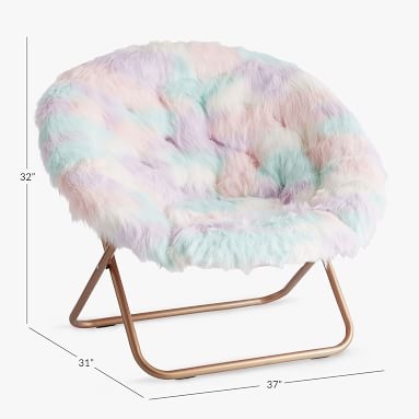 Unicorn Faux Fur Hang-A-Round Chair, Pink/White/Green/Purple - Image 4