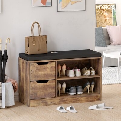 Shoe Bench Entryway With Storage Removable Seat Cushion Shoe Rack White Bench For Bedroom 2 Tier Shoe Rack 2 Drawer - Image 0