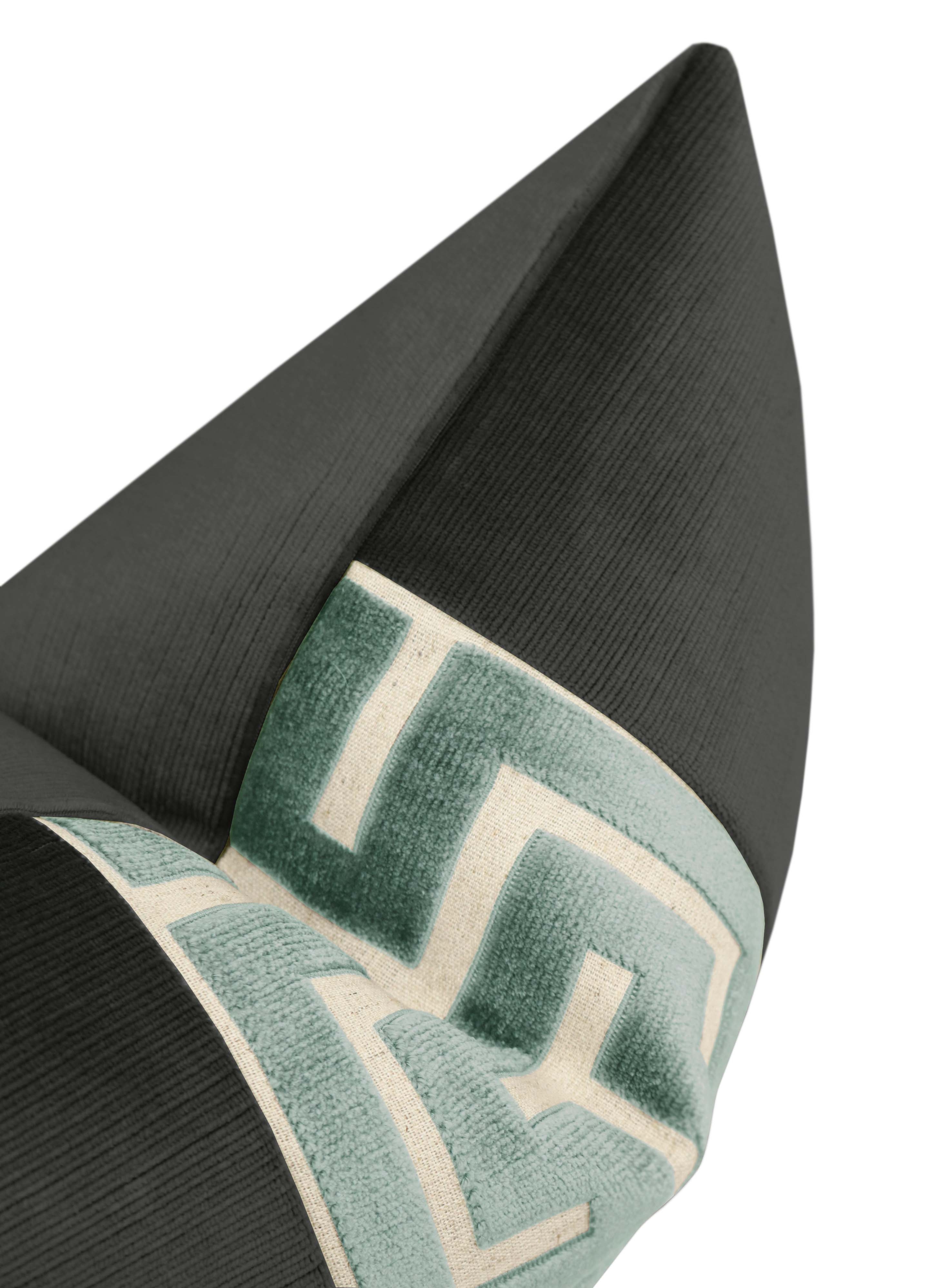 THE LITTLE LUMBAR :: STRIE VELVET // GRAPHITE + TURKISH GREEK TRIM - SAMPLE 4" X 4" - Image 2