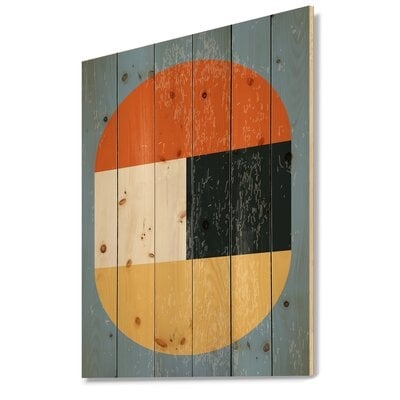 Minimal Geometric Compostions Of Elementary Forms XXX - Modern Print On Natural Pine Wood - Image 0