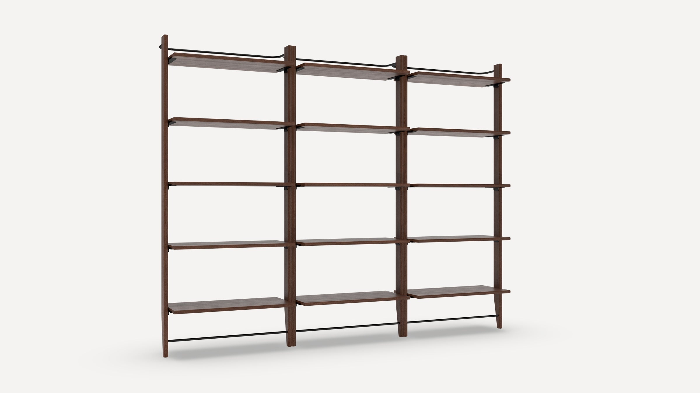 Title Triple Fully Open Bookshelf - Walnut - Wood - Image 4