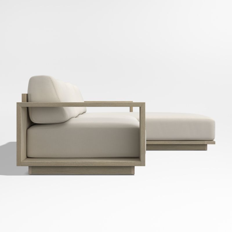 Mallorca Wood 2-Piece Right-Arm Chaise Outdoor Sectional Sofa with Ivory Cushions - Image 3