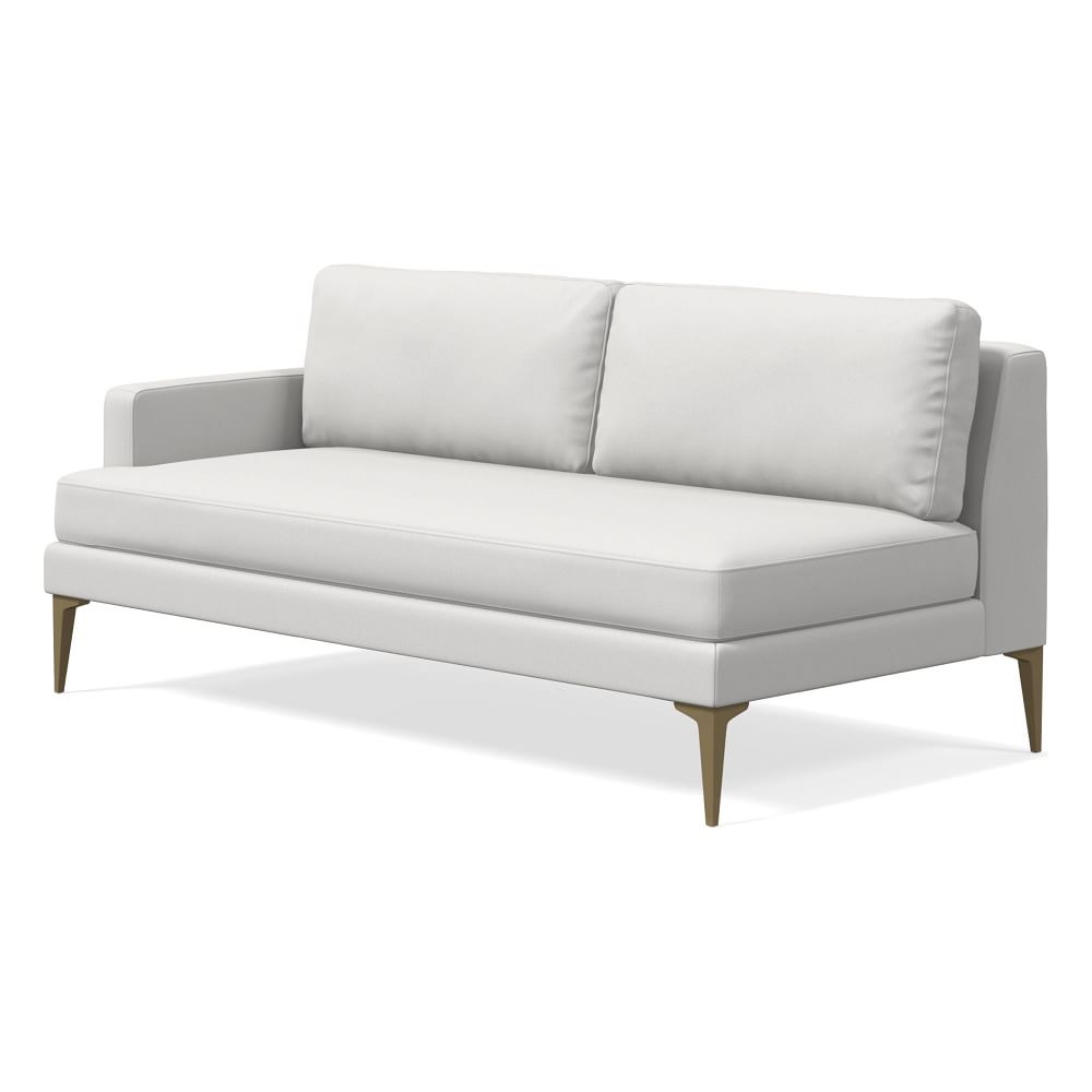 Andes Petite Left Arm 2.5 Seater Sofa, Poly, Performance Washed Canvas, White, Blackened Brass - Image 0