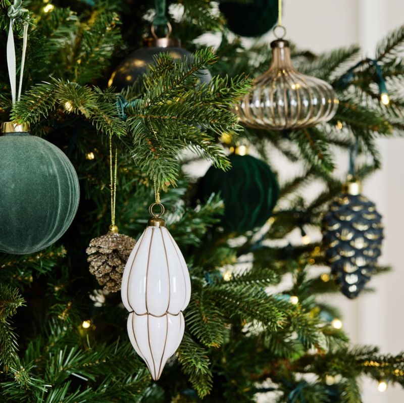 Cool Toned Ribbed Velvet Christmas Tree Ornaments, Boxed Set of 6 - Image 5
