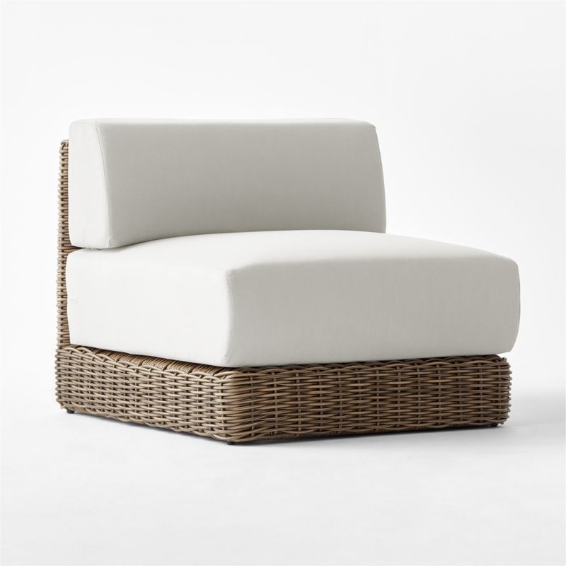Maylin All-Weather Rattan Outdoor Armless Chair with Warm White Sunbrella® Cushions - Image 6