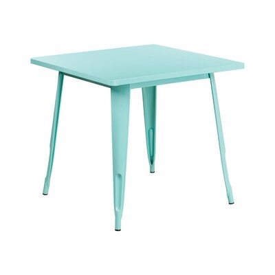 Williston Forge D9995435AEBF4BAB84A0DE5334D22E40 31.5'' Square Metal Indoor Outdoor Table - Mint Green - Image 0
