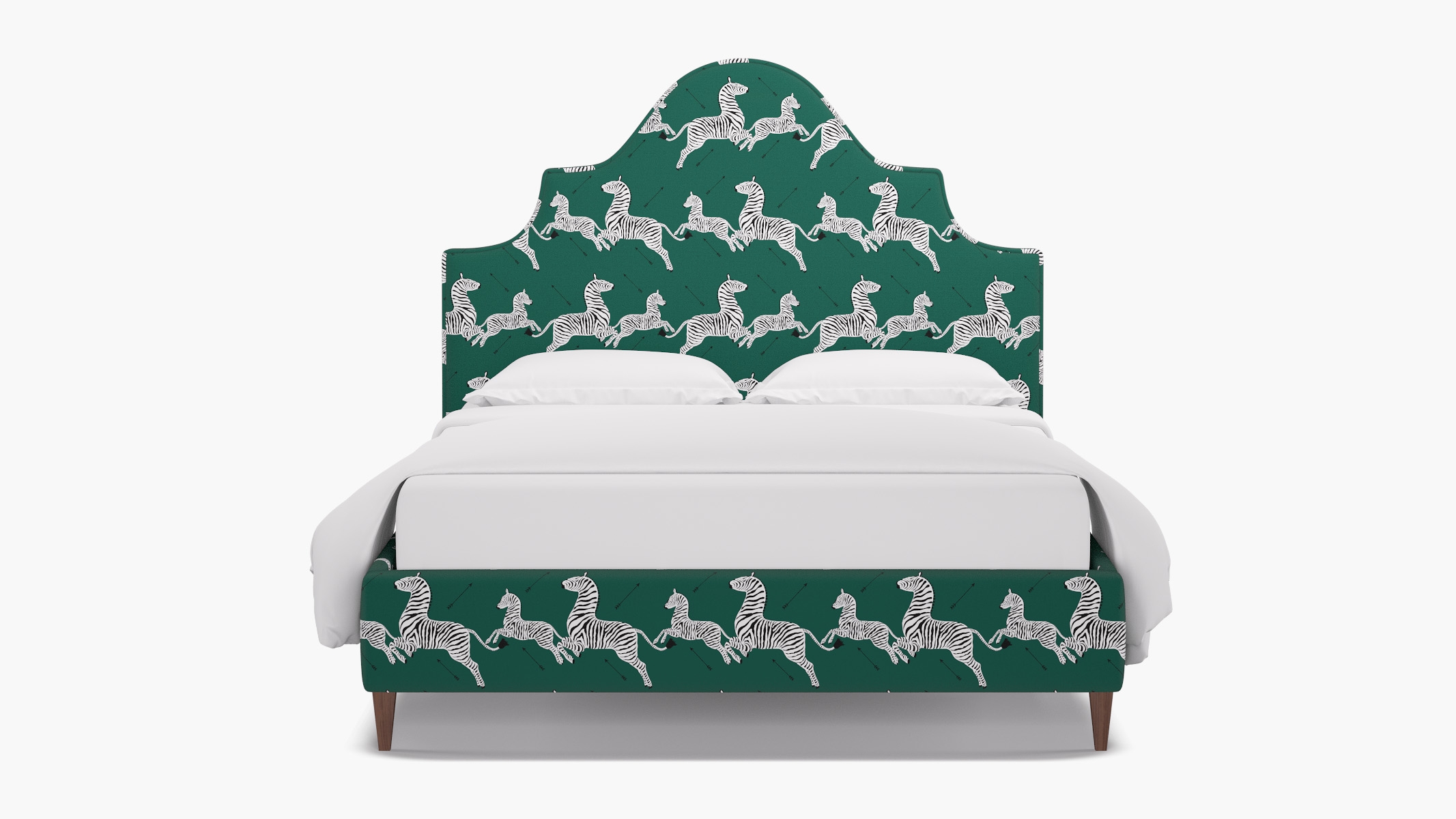 Statement Bed, Emerald Zebra, Walnut Square Tapered Leg, Twin - Image 0