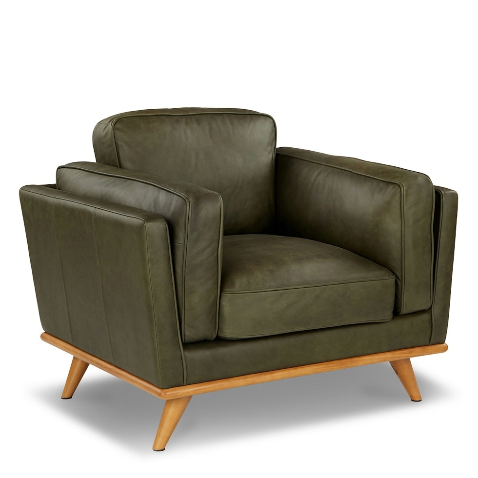 Timber 41" Leather Lounge Chair - Charme Green - Image 0