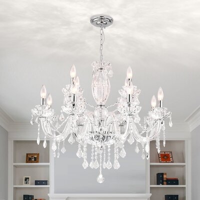 Berndt 12 - Light Candle Style Traditional Chandelier with Crystal Accents - Image 0