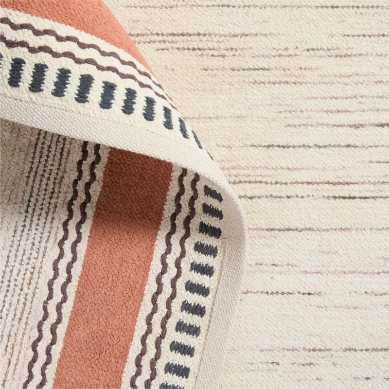 Border Stripe Brulee Brown Chenille Kids Area Rug 6'x9' - Image 2
