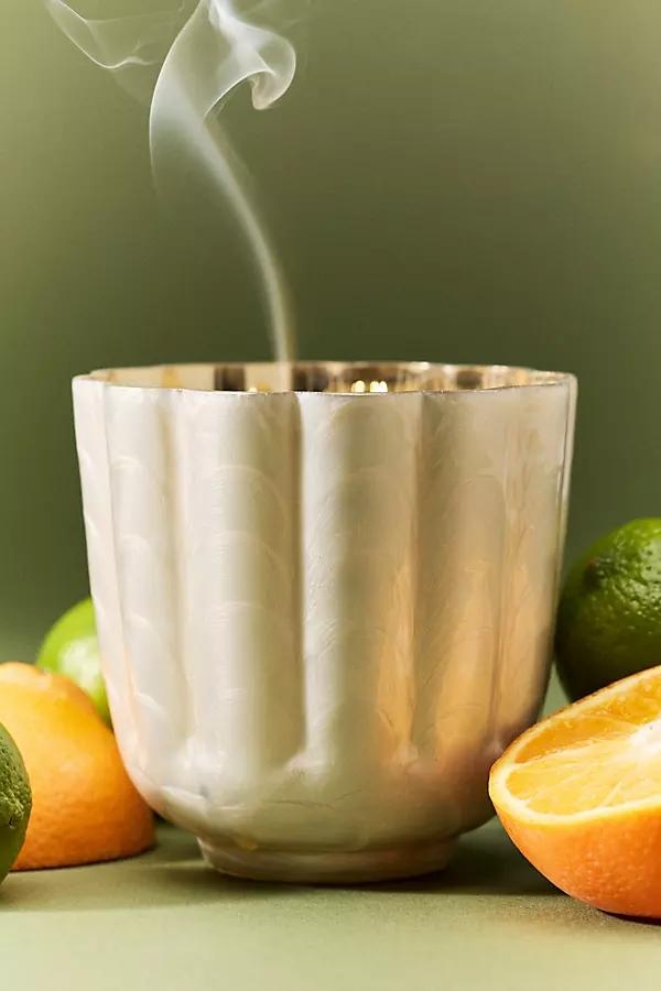 Capri Blue Volcano Scalloped Capiz Glass Candle - Image 0