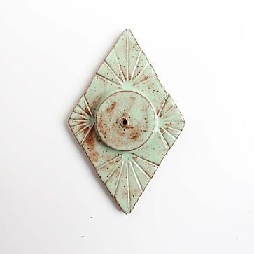 Janelle Gramling Ceramic Incense Holder Glazed Ceramic Green Diamond - Image 3