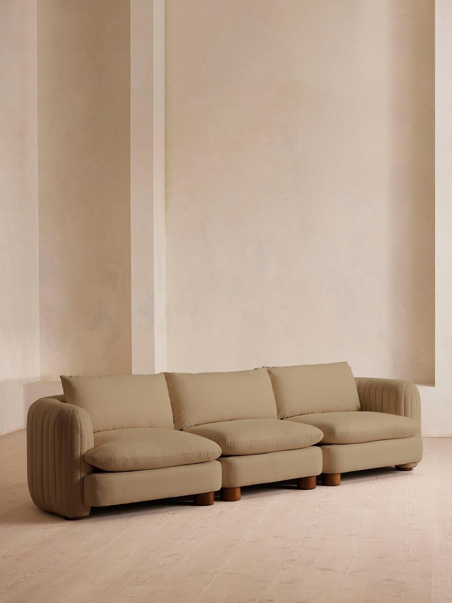 Vivienne Deeper Sit Sectional Sofa, Four Seater, Linen, Wheat, US - Image 0