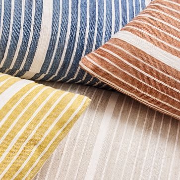 Silk Mini Stripe Pillow Cover, Sand, 20"x20" - Image 1