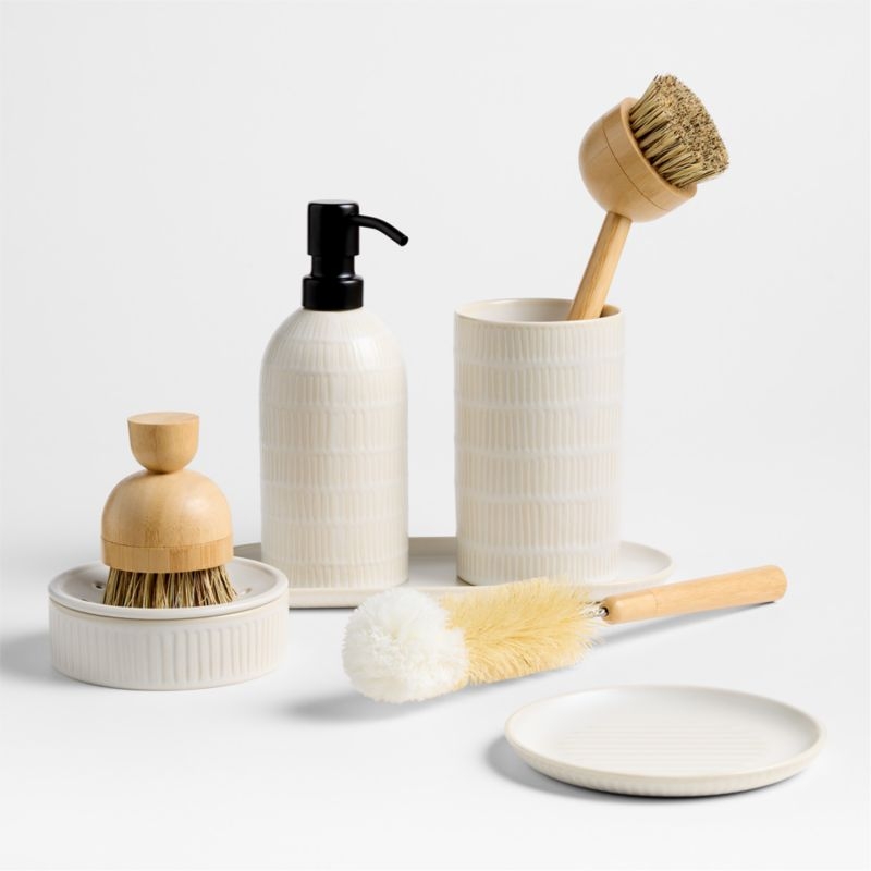 Clean by Crate Ivory Ceramic Soap Dispenser with Black Pump - Image 2