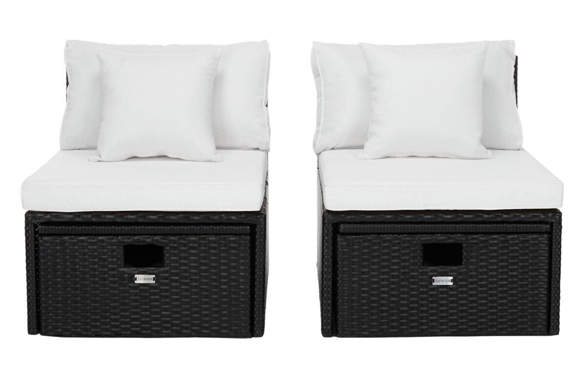 Pramla Outdoor Sette With Otto - Black / Beige - Safavieh - Image 0