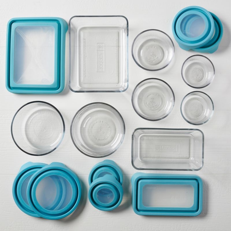 Anchor Hocking TrueSeal 16-Piece Glass Food Storage Set with Mineral Blue Lids - Image 4
