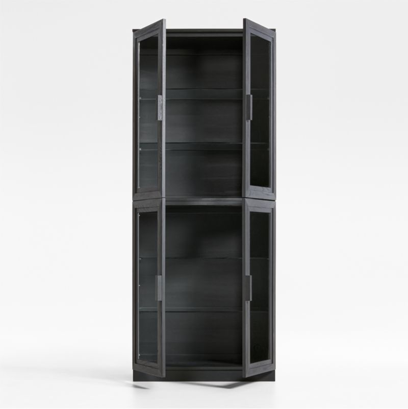Calypso 36" Black Wood Tall Storage Cabinet with Glass Doors - Image 2